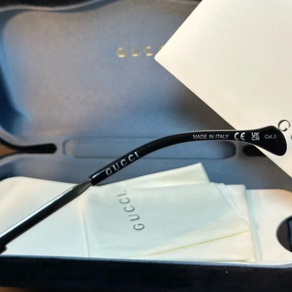 New! GUCCI Men’s Aviators Orange-Brown-Silver Sunglasses - Picture 6 of 7